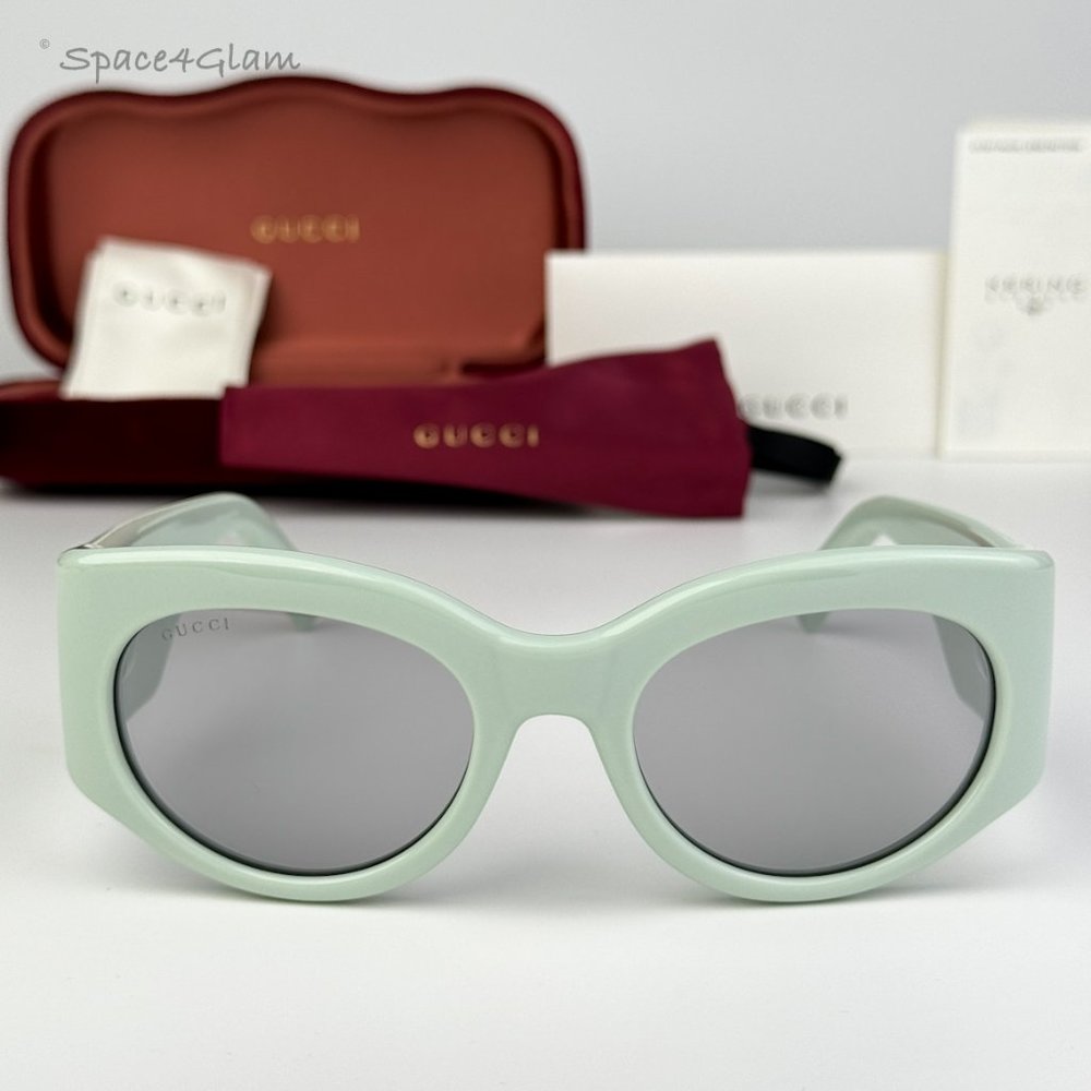 BRAND NEW Gucci GG1544S 003 Green Grey Unisex Oval Sunglasses GG 1544S
